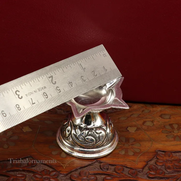 925 sterling silver gorgeous chitai work kandrai work design oil lamp silver Deepak silver temple article Diwali puja utensils art su500 TRIBAL ORNAMENTS Rings