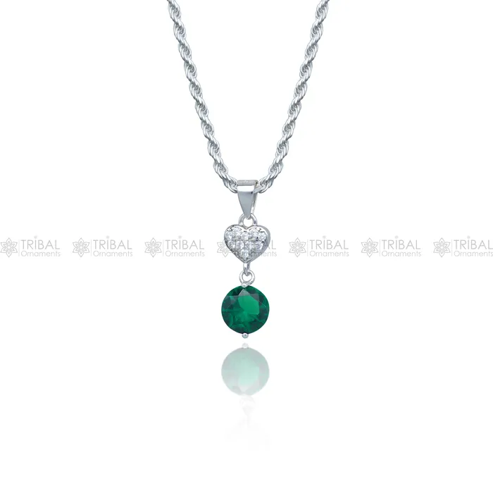 925 Sterling silver green diamond emerald round shape pendant set nsp966 TRIBAL ORNAMENTS Rings