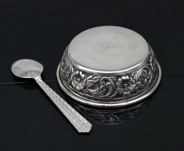 925 sterling silver handcrafted work solid silver bowl and spoon silver has antibacterial properties stay healthy silver vessels sv74 TRIBAL ORNAMENTS Rings 925 sterling silver handcrafted work solid silver bowl and spoon silver has antibacterial properties stay healthy silver vessels sv74 TRIBAL ORNAMENTS Rings