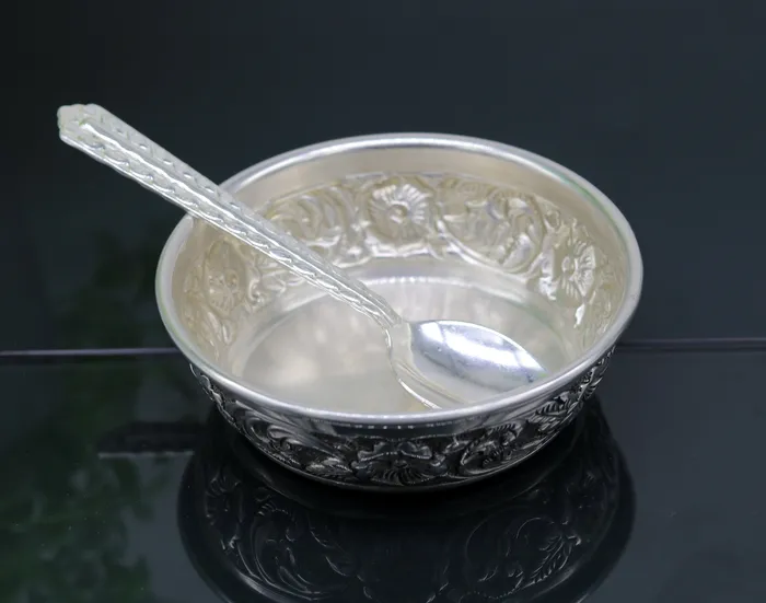 925 sterling silver handcrafted work solid silver bowl and spoon silver has antibacterial properties stay healthy silver vessels sv74 TRIBAL ORNAMENTS Rings