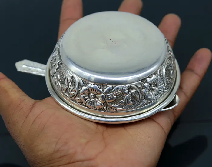 925 sterling silver handcrafted work solid silver bowl and spoon silver has antibacterial properties stay healthy silver vessels sv74 TRIBAL ORNAMENTS Rings