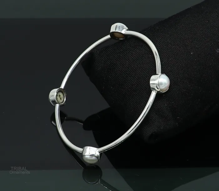 925 sterling silver handmade bangle kada gorgeous fresh water pearl cultural stylish bangle kada excellent customized tribal jewelry nba366 TRIBAL ORNAMENTS Bracelets