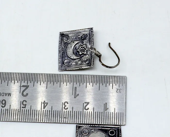 925 sterling silver handmade gorgeous moon hoops earring drop dangle excellent customized oxidized belly dance tribal earring earring s955 TRIBAL ORNAMENTS Earrings