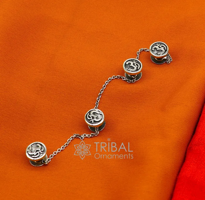925 Sterling silver handmade gorgeous sign Aum or OM design highquality buttons or cufflinks for kurtas best gifting jewelry btn29 TRIBAL ORNAMENTS Necklaces