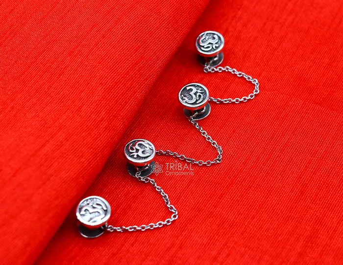 925 Sterling silver handmade gorgeous sign Aum or OM design highquality buttons or cufflinks for kurtas best gifting jewelry btn29 TRIBAL ORNAMENTS Necklaces