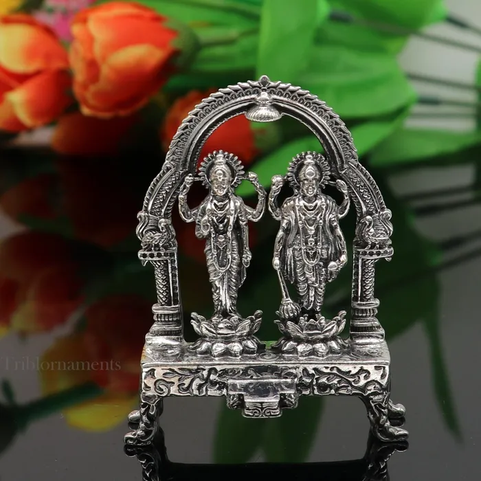 925 Sterling silver handmade Indian Idols standing Laxmi Narayan laxmi and vishnu Statue figurine puja articles puja articles art172 TRIBAL ORNAMENTS Rings