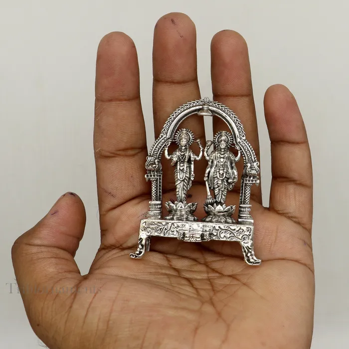 925 Sterling silver handmade Indian Idols standing Laxmi Narayan laxmi and vishnu Statue figurine puja articles puja articles art172 TRIBAL ORNAMENTS Rings