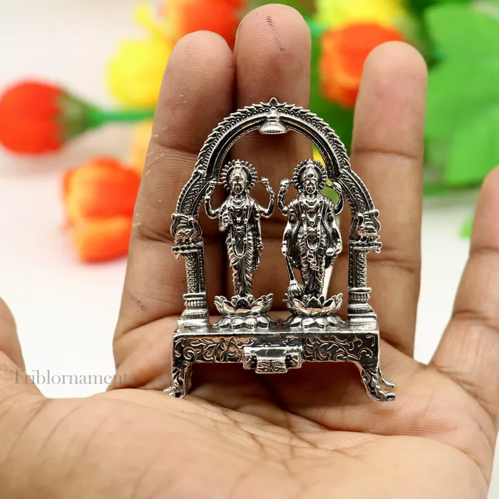 925 Sterling silver handmade Indian Idols standing Laxmi Narayan laxmi and vishnu Statue figurine puja articles puja articles art172 TRIBAL ORNAMENTS Rings