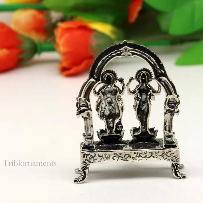 925 Sterling silver handmade Indian Idols standing Laxmi Narayan laxmi and vishnu Statue figurine puja articles puja articles art172 TRIBAL ORNAMENTS Rings