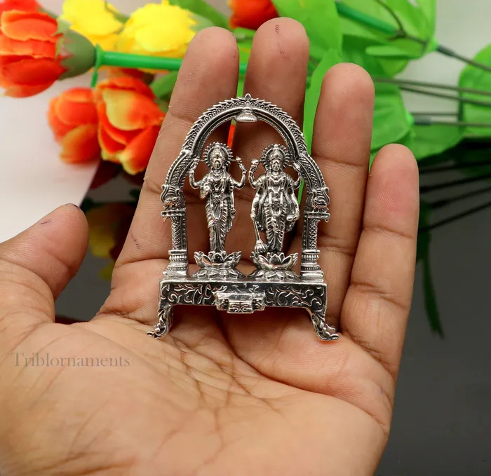 925 Sterling silver handmade Indian Idols standing Laxmi Narayan laxmi and vishnu Statue figurine puja articles puja articles art172 TRIBAL ORNAMENTS Rings