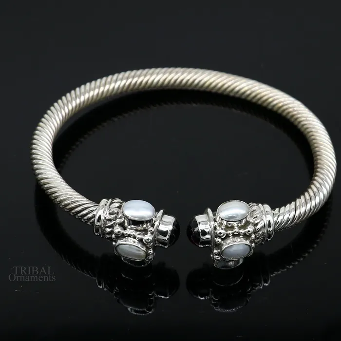 925 sterling silver handmade solid unique design stylish pearl bangle bracelet best gifting belly dance jewelry form india nsk454 TRIBAL ORNAMENTS Bracelets 925 sterling silver handmade solid unique design stylish pearl bangle bracelet best gifting belly dance jewelry form india nsk454 TRIBAL ORNAMENTS Bracelets