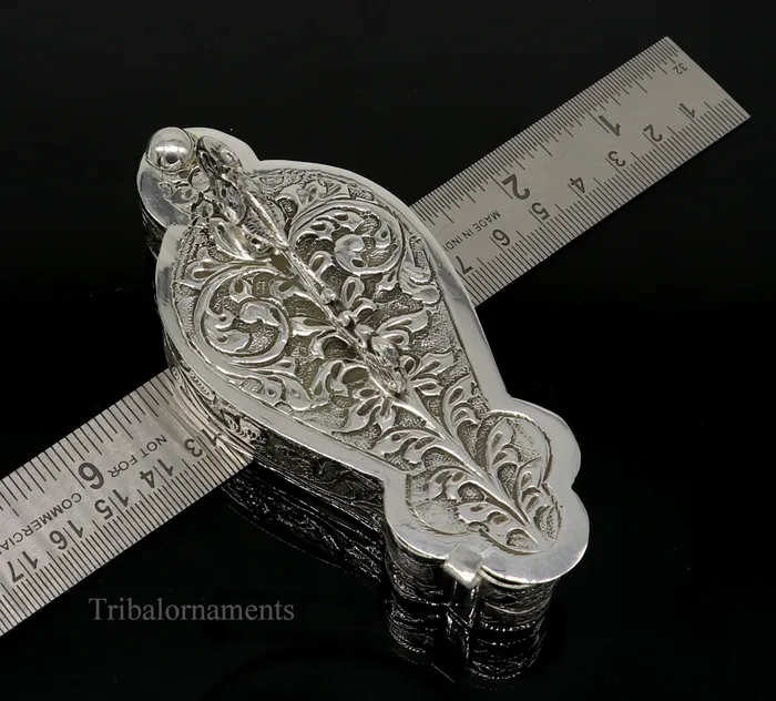 925 sterling silver handmade unique peacock design luxury trinket box brides gift casket box silver article silver utensils stb231 TRIBAL ORNAMENTS Rings