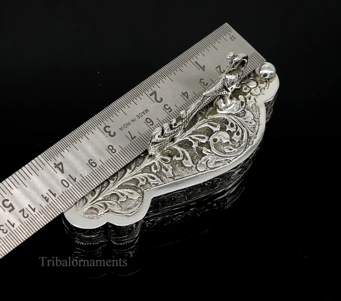 925 sterling silver handmade unique peacock design luxury trinket box brides gift casket box silver article silver utensils stb231 TRIBAL ORNAMENTS Rings
