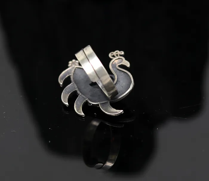 925 sterling silver handmade vintage antique customized peacock style amazing pearl ring adjustable charm ring bridesmaid gift ring215 TRIBAL ORNAMENTS Rings