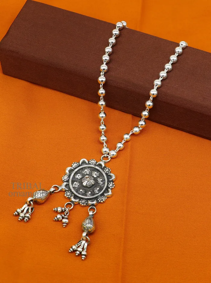 925 sterling silver stunning hanging drops vintage design beaded necklace customized brides belly dance Guttapusalu necklace India set291 TRIBAL ORNAMENTS Necklaces