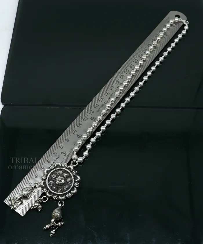 925 sterling silver stunning hanging drops vintage design beaded necklace customized brides belly dance Guttapusalu necklace India set291 TRIBAL ORNAMENTS Necklaces