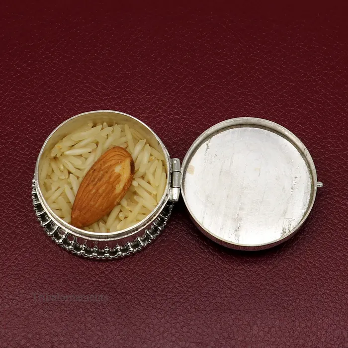 925 sterling silver Stunning Rava work design turquoise stone trinket box Sindoor box brides gift collection silver stunning box stb222 TRIBAL ORNAMENTS Rings
