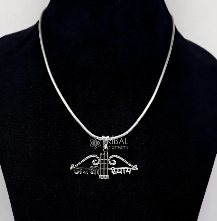 925 sterling silver Trendy Khatushyam ji Dhanush pendant unique Jai Shree Shyam pendant for both girls and boys jewelry ssp622 TRIBAL ORNAMENTS Necklaces