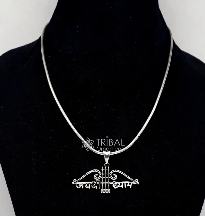 925 sterling silver Trendy Khatushyam ji Dhanush pendant unique Jai Shree Shyam pendant for both girls and boys jewelry ssp622 TRIBAL ORNAMENTS Necklaces