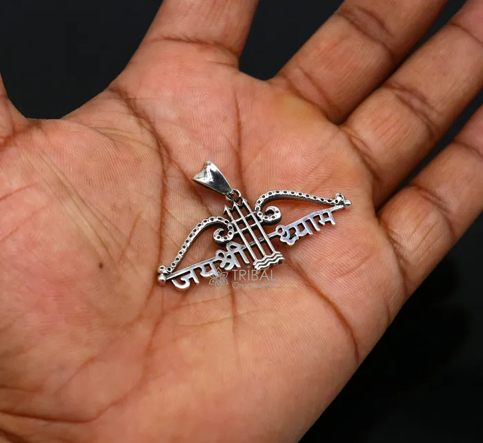 925 sterling silver Trendy Khatushyam ji Dhanush pendant unique Jai Shree Shyam pendant for both girls and boys jewelry ssp622 TRIBAL ORNAMENTS Necklaces