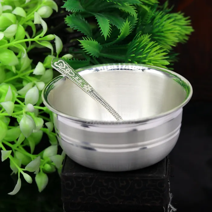 999 pure silver handmade solid bowl and spoon table serving bowl silver vessels food serving utensils silver kitchen art baby set sv85 TRIBAL ORNAMENTS Rings