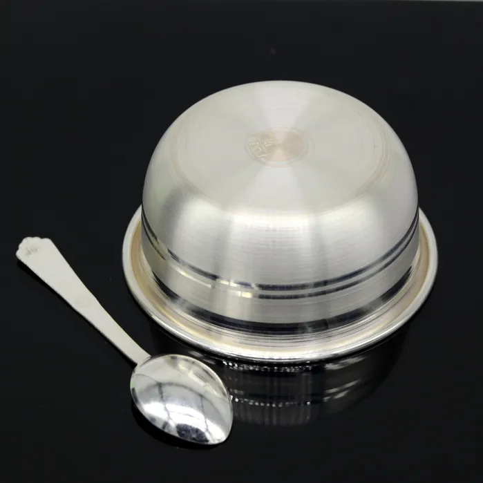 999 pure silver handmade solid bowl and spoon table serving bowl silver vessels food serving utensils silver kitchen art baby set sv85 TRIBAL ORNAMENTS Rings