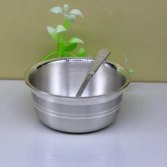 999 pure silver handmade solid bowl and spoon table serving bowl silver vessels food serving utensils silver kitchen art baby set sv85 TRIBAL ORNAMENTS Rings