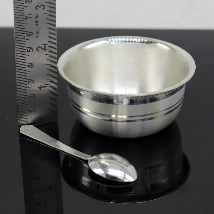 999 pure silver handmade solid bowl and spoon table serving bowl silver vessels food serving utensils silver kitchen art baby set sv85 TRIBAL ORNAMENTS Rings