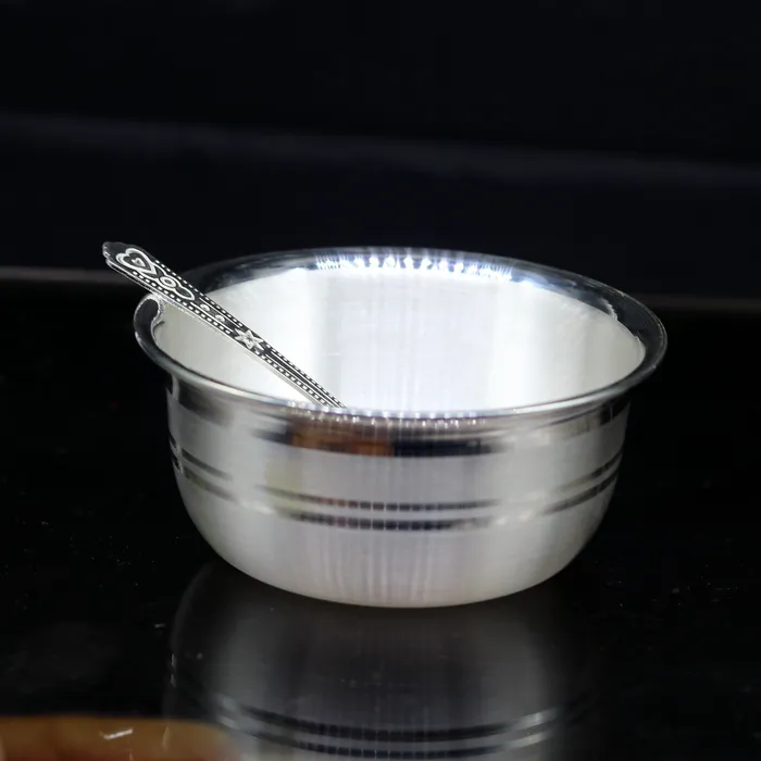 999 pure silver handmade solid bowl and spoon table serving bowl silver vessels food serving utensils silver kitchen art baby set sv85 TRIBAL ORNAMENTS Rings