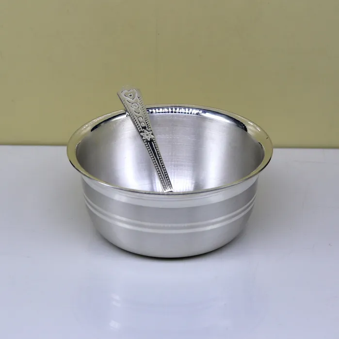 999 pure silver handmade solid bowl and spoon table serving bowl silver vessels food serving utensils silver kitchen art baby set sv85 TRIBAL ORNAMENTS Rings