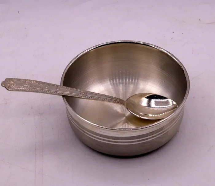 999 pure sterling silver handmade silver bowl and spoon set silver has antibacterial properties keep stay healthy silver vessels sv03 TRIBAL ORNAMENTS Rings
