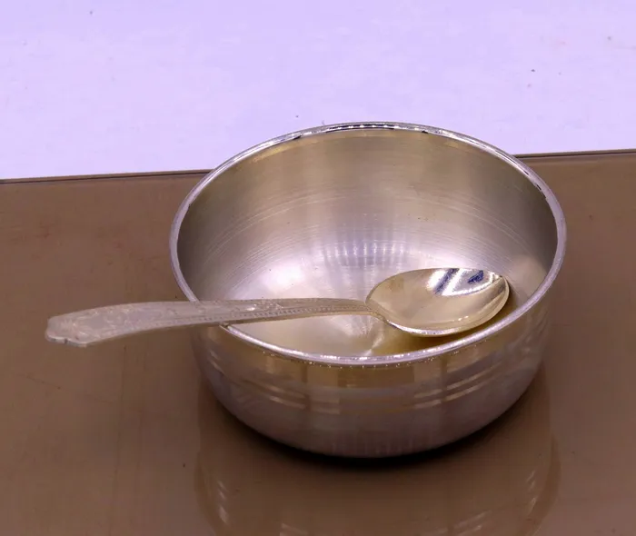 999 pure sterling silver handmade silver bowl and spoon set silver has antibacterial properties keep stay healthy silver vessels sv03 TRIBAL ORNAMENTS Rings