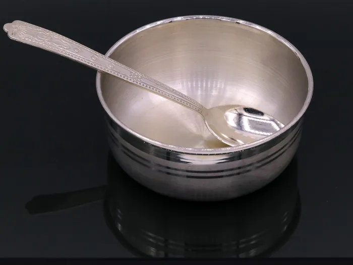 999 pure sterling silver handmade silver bowl and spoon set silver has antibacterial properties keep stay healthy silver vessels sv03 TRIBAL ORNAMENTS Rings