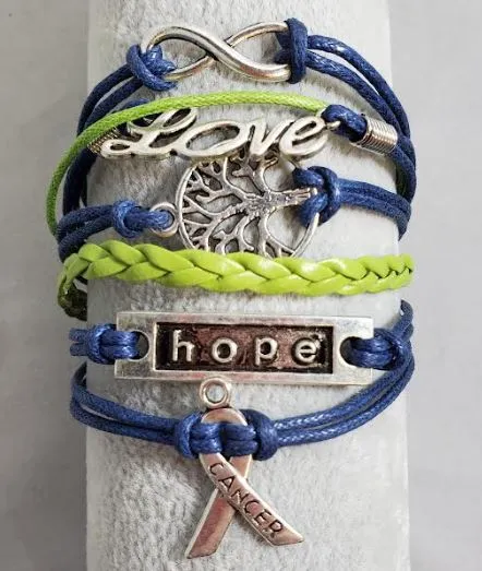 alice Bracelets AZ1056 Navy Blue Lime Green Love Tree Hope Cancer Ribbon Infinity Layer Leather Bracelet alice Bracelets AZ1056 Navy Blue Lime Green Love Tree Hope Cancer Ribbon Infinity Layer Leather Bracelet