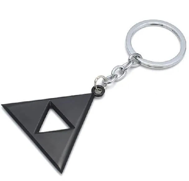 alice K05 Black Hollowed Triangle Keychain Rings