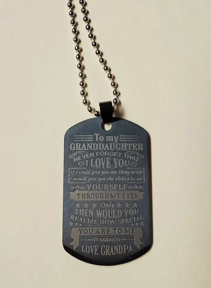 alice Necklaces N1441 Black To My Granddaughter From Grandpa Dog Tag Necklace