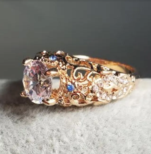 alice Rings R269 Rose Gold Rhinestone Ring