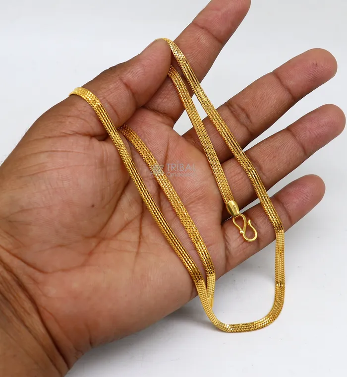 All sizes 22kt yellow gold handmade solid box multiple box customized highway chain necklace royal gifting jewelry from india ch574 TRIBAL ORNAMENTS Necklaces All sizes 22kt yellow gold handmade solid box multiple box customized highway chain necklace royal gifting jewelry from india ch574 TRIBAL ORNAMENTS Necklaces