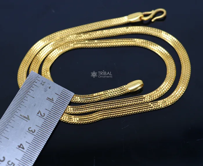 All sizes 22kt yellow gold handmade solid box multiple box customized highway chain necklace royal gifting jewelry from india ch574 TRIBAL ORNAMENTS Necklaces All sizes 22kt yellow gold handmade solid box multiple box customized highway chain necklace royal gifting jewelry from india ch574 TRIBAL ORNAMENTS Necklaces
