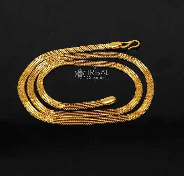 All sizes 22kt yellow gold handmade solid box multiple box customized highway chain necklace royal gifting jewelry from india ch574 TRIBAL ORNAMENTS Necklaces All sizes 22kt yellow gold handmade solid box multiple box customized highway chain necklace royal gifting jewelry from india ch574 TRIBAL ORNAMENTS Necklaces