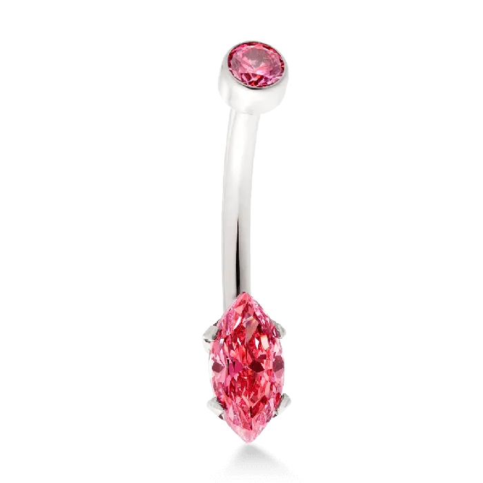Anatometal Marquise Navel Curve Pink CZ Earrings