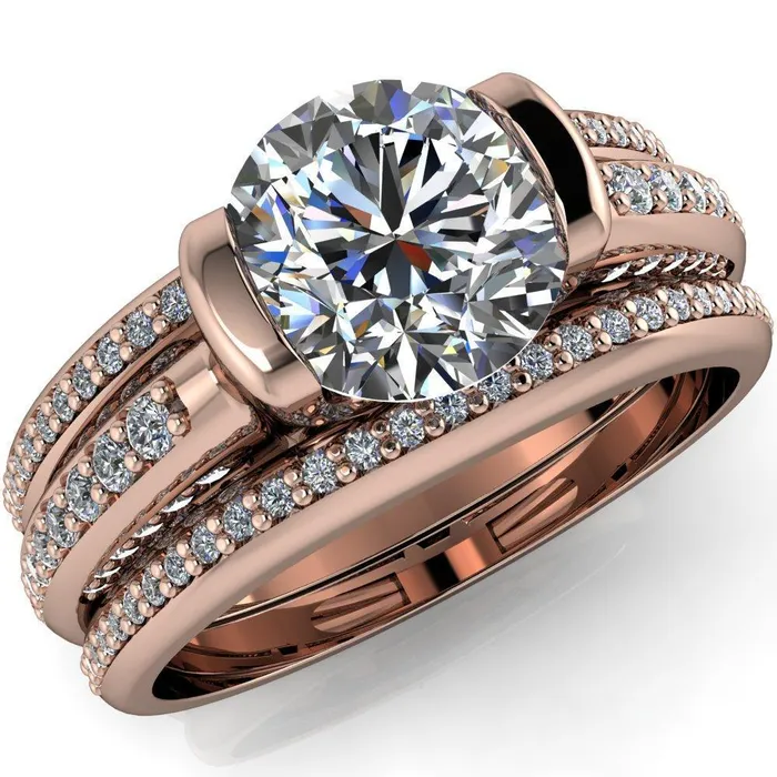 Ariela Round Center Stone U Gallery Lucerne Set Diamond Front and Side Solitaire Ring Fire Brilliance Rings Ariela Round Center Stone U Gallery Lucerne Set Diamond Front and Side Solitaire Ring Fire Brilliance Rings