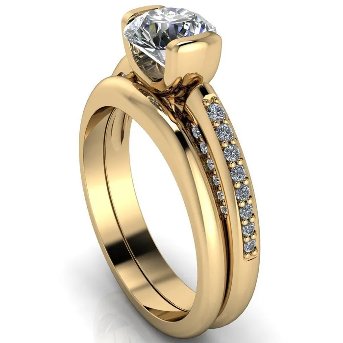 Ariela Round Center Stone U Gallery Lucerne Set Diamond Front and Side Solitaire Ring Fire Brilliance Rings