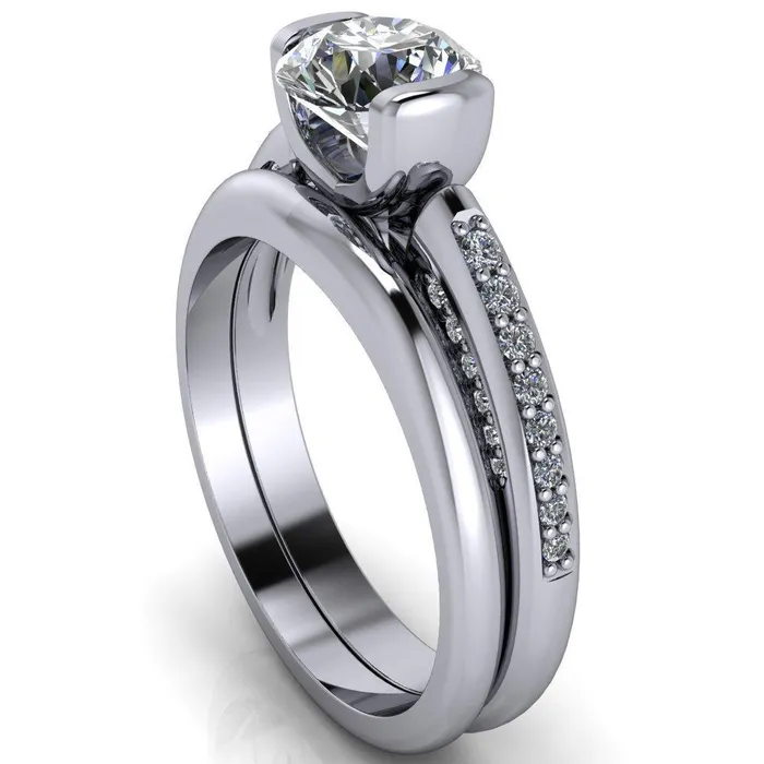 Ariela Round Center Stone U Gallery Lucerne Set Diamond Front and Side Solitaire Ring Fire Brilliance Rings