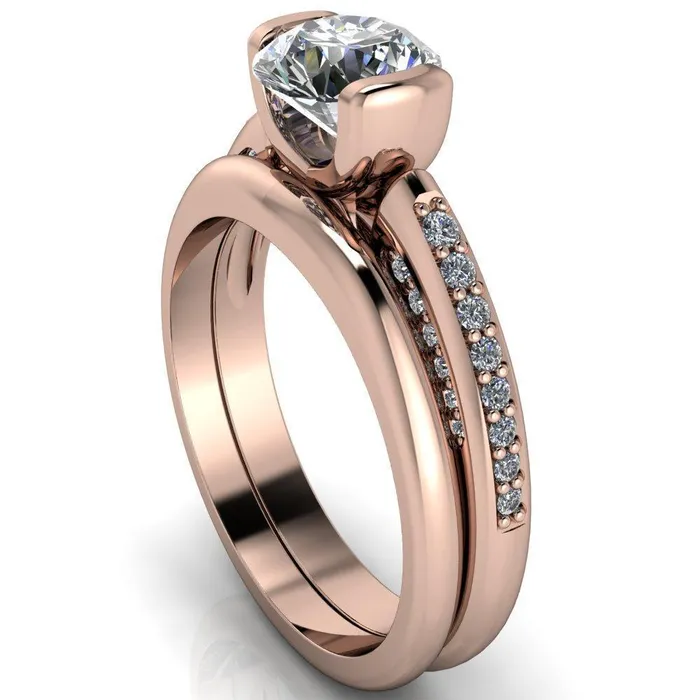 Ariela Round Center Stone U Gallery Lucerne Set Diamond Front and Side Solitaire Ring Fire Brilliance Rings