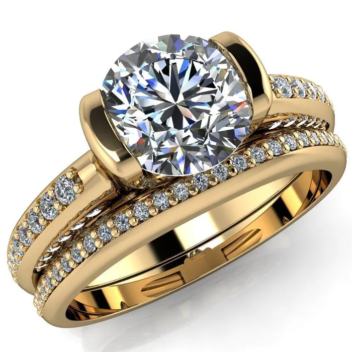 Ariela Round Center Stone U Gallery Lucerne Set Diamond Front and Side Solitaire Ring Fire Brilliance Rings