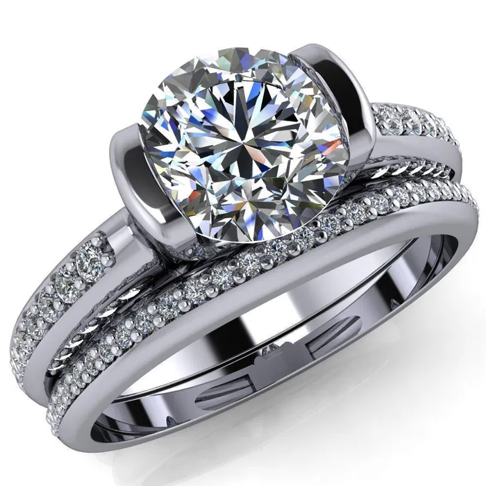 Ariela Round Center Stone U Gallery Lucerne Set Diamond Front and Side Solitaire Ring Fire Brilliance Rings