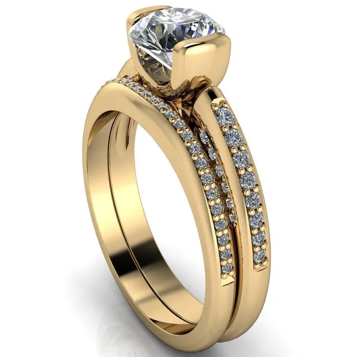 Ariela Round Center Stone U Gallery Lucerne Set Diamond Front and Side Solitaire Ring Fire Brilliance Rings