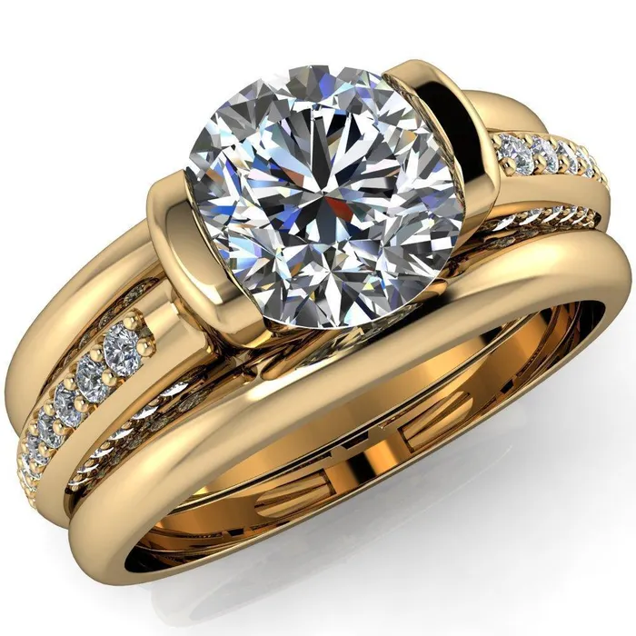 Ariela Round Center Stone U Gallery Lucerne Set Diamond Front and Side Solitaire Ring Fire Brilliance Rings