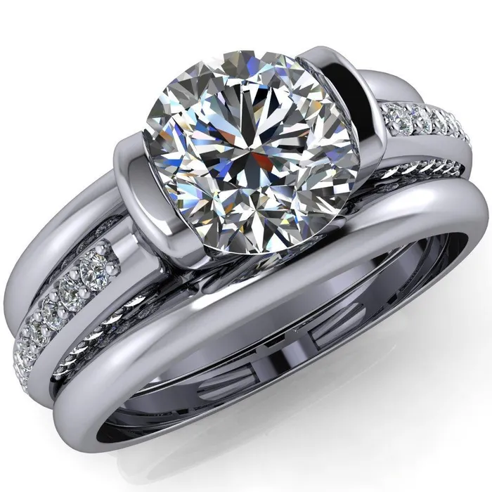 Ariela Round Center Stone U Gallery Lucerne Set Diamond Front and Side Solitaire Ring Fire Brilliance Rings